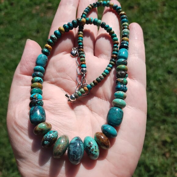 Jay King DTR mine finds Hubei Turquoise necklace 925 Sterling Silver stunning - Picture 1 of 10